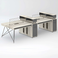 Cụm Bàn Làm Việc 4 Người Chân Sắt Độc Đáo - BC51