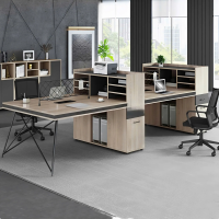 Cụm Bàn Làm Việc 4 Người Chân Sắt Hiện Đại - BC52