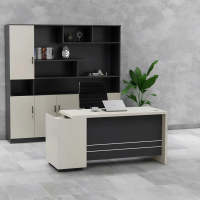 Bàn Giám Đốc Gỗ Phong Cách Tối Giản Kèm Tủ Phụ - BGĐ119