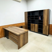 Bàn Giám Đốc Góc L Phối Màu Tối, Yếm Cắt Chéo - BGĐ122