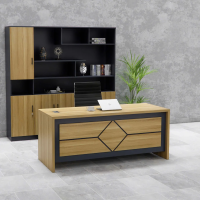 Bàn Giám Đốc Họa Tiết Kim Cương Màu Gỗ Sồi Pha Đen - BGĐ128