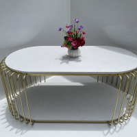 Bàn Trà Sofa Hình Bầu 2 Tầng - BT5