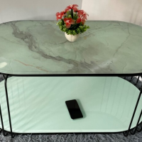Bàn Trà Sofa Hình Bầu 2 Tầng - BT5