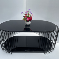 Bàn Trà Sofa Hình Bầu 2 Tầng - BT5