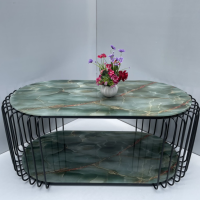 Bàn Trà Sofa Hình Bầu 2 Tầng - BT5