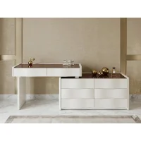 Bàn Trang Điểm Mặt Kính Nâu Sang Trọng - BTD35
