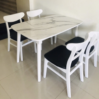 Bộ Bàn Ăn Gia Đình 4 Ghế Màu Trắng Giả Đá - BGA7