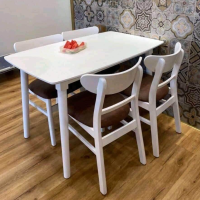 Bộ Bàn Ăn Gia Đình 4 Ghế Màu Trắng Giả Đá - BGA7
