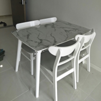 Bộ Bàn Ăn Gia Đình 4 Ghế Màu Trắng Giả Đá - BGA7