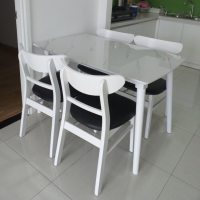 Bộ Bàn Ăn Gia Đình 4 Ghế Màu Trắng Giả Đá - BGA7