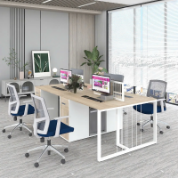 Cụm Bàn Làm Việc 4 Người Khung Sắt Lưới Mới Lạ - BC114