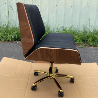 Ghế Giám Đốc Bọc Da Lưng Thấp Ốp Gỗ - GGĐ44