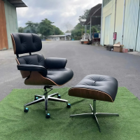 Ghế Giám Đốc Da Đen Khung Gỗ Kèm Đôn Chân - GGĐ50