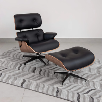 Ghế Giám Đốc Da Đen Khung Gỗ Kèm Đôn Chân - GGĐ50