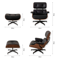 Ghế Giám Đốc Da Đen Khung Gỗ Kèm Đôn Chân - GGĐ50