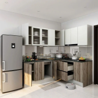 Tủ Bếp Chữ L Vân Sọc Thời Thượng - TB36