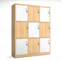 Tủ Locker 9 Ngăn Xen Kẻ Caro Vàng Trắng - TLK65