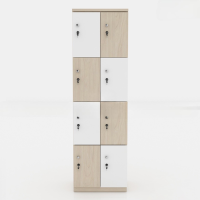 Tủ Locker Gỗ 8 Cánh Phối Màu Caro - TLK11
