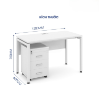 Bàn Làm Việc Có Yếm Chân Sắt 1m2 - BLV43