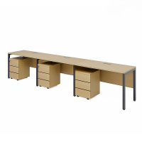 Cụm Bàn Làm Việc 3 Người Chân Sắt Có Yếm - BC44