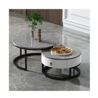 Bàn Trà Đôi Mặt Đá Chân Sắt Sơn Tĩnh Điện - BT19