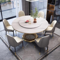Bộ Bàn Ăn 6 Ghế Chân Xoáy Mạ Vàng - BGA24
