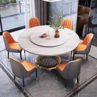 Bộ Bàn Ăn 6 Ghế Chân Xoáy Mạ Vàng - BGA24