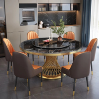 Bộ Bàn Ăn 6 Ghế Chân Xoáy Mạ Vàng - BGA24