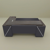 Bàn Giám Đốc Góc L Thiết Kế Viền Trắng Nổi Bật – BGĐ115