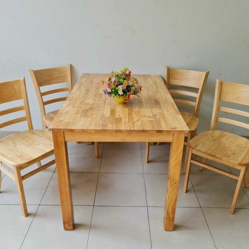 bộ bàn ăn gỗ cao su 6 ghế