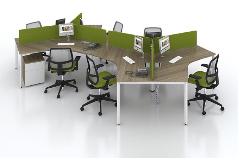 Mẫu bàn ghế văn phòng màu xanh kiểu lưới phong cách