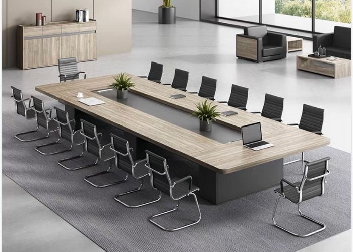 Bàn họp chữ nhật bo viền nâng cao độ an toàn