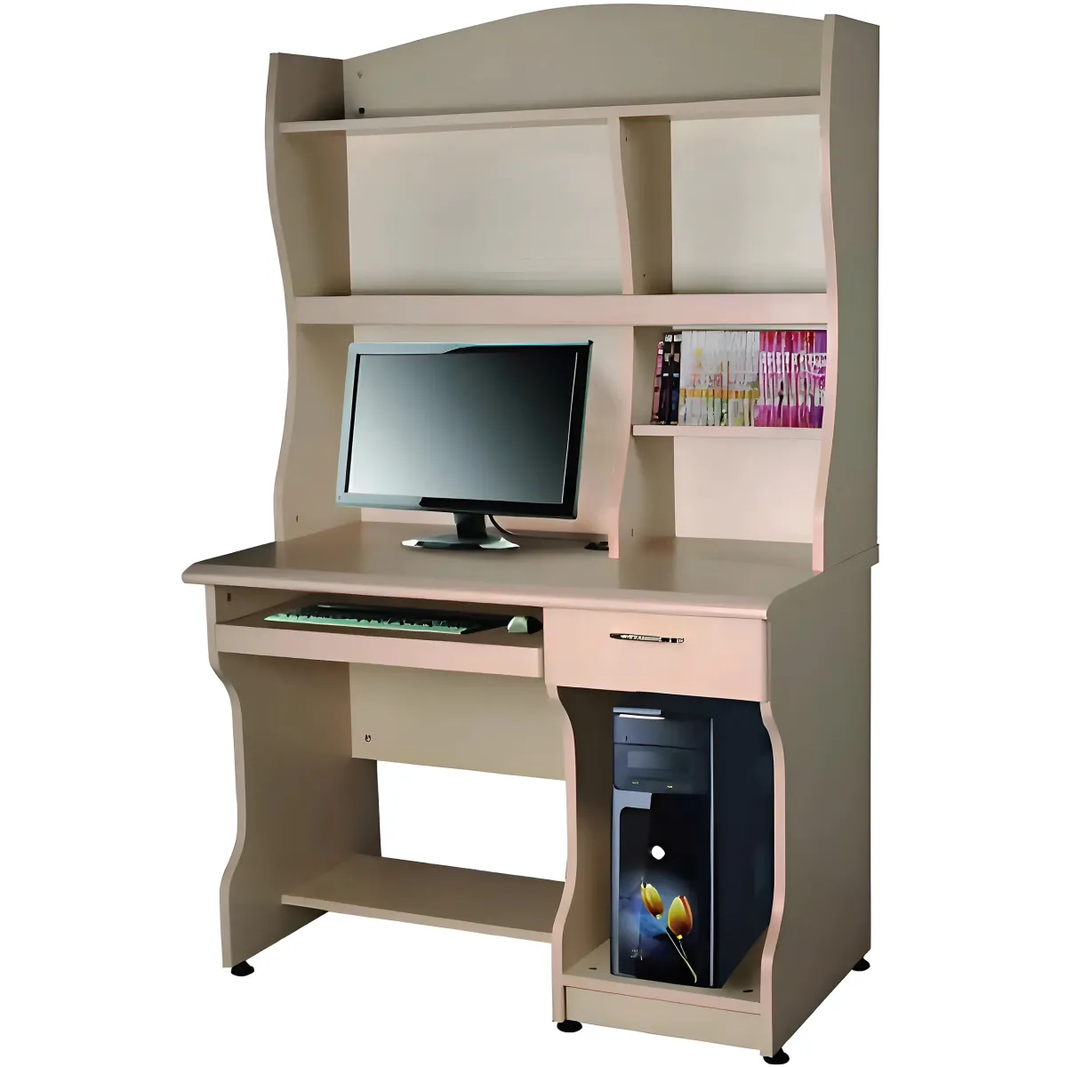 Bàn Học Sinh Gỗ Có Kệ Sách Và Ngăn Để CPU 