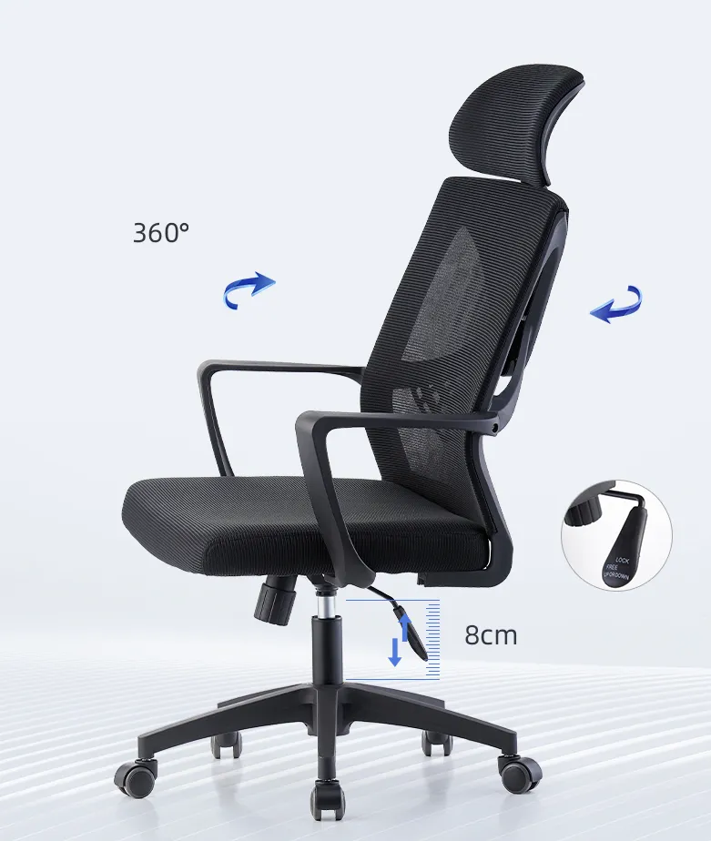 Ghế xoay văn phòng cao cấp GX88 lưng lưới, khung chữ V độc đáo, tựa đầu thoải mái, chân inox bền đẹp.