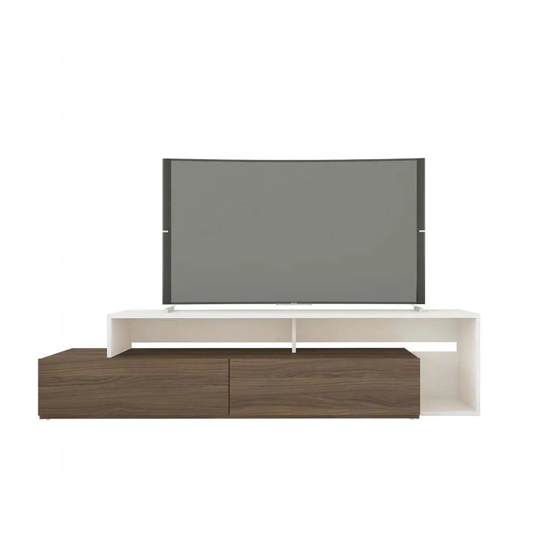 Kệ tivi gỗ thiết kế 2 tầng với ngăn kéo ẩn, kiểu dáng hiện đại, phù hợp nhiều phong cách nội thất