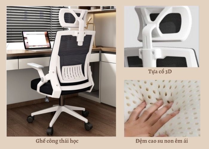 Ghế công thái học giảm mỏi lưng, mỏi cổ