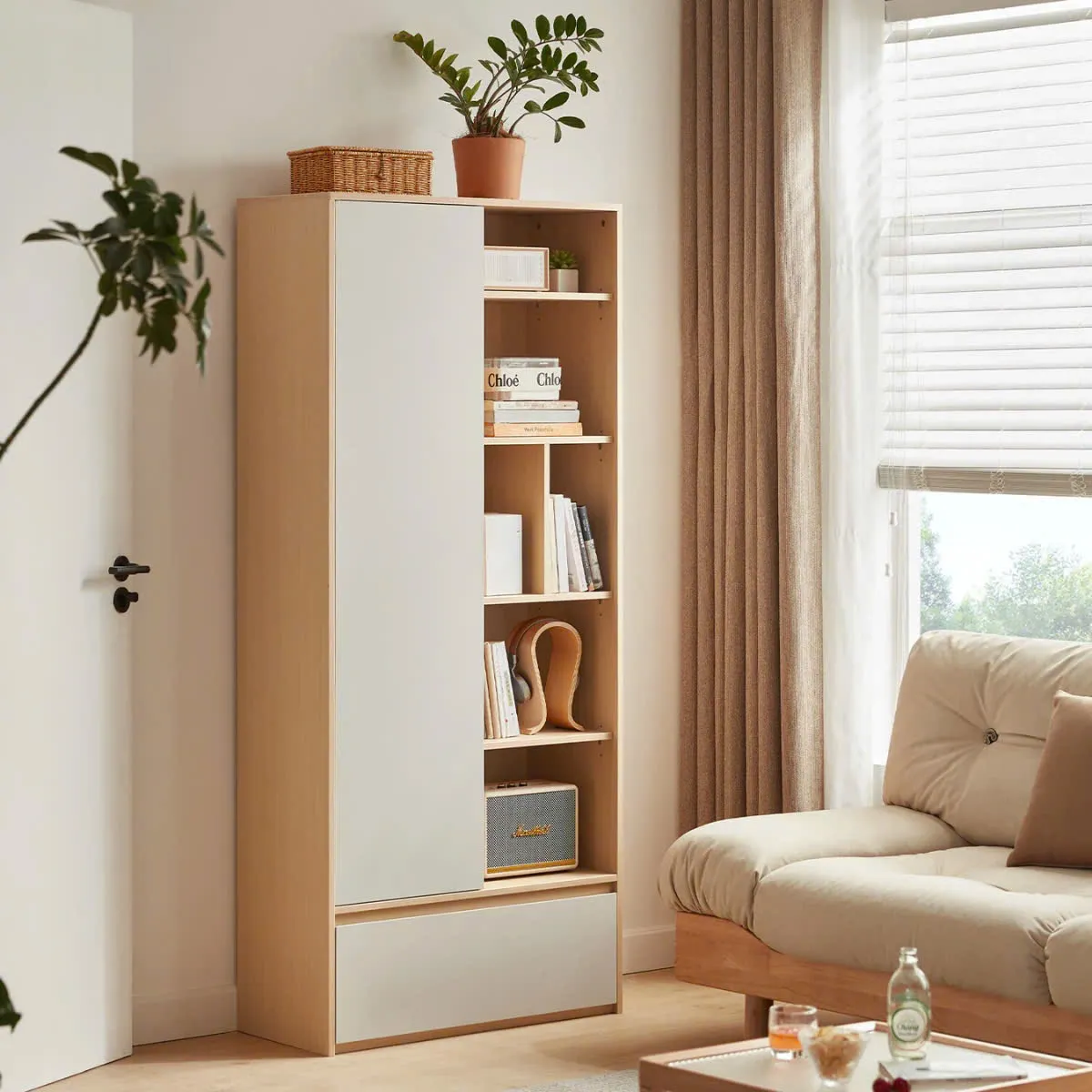 Tủ tài liệu gỗ nhiều ngăn tích hợp cánh mở tiện lợi và hiện đại