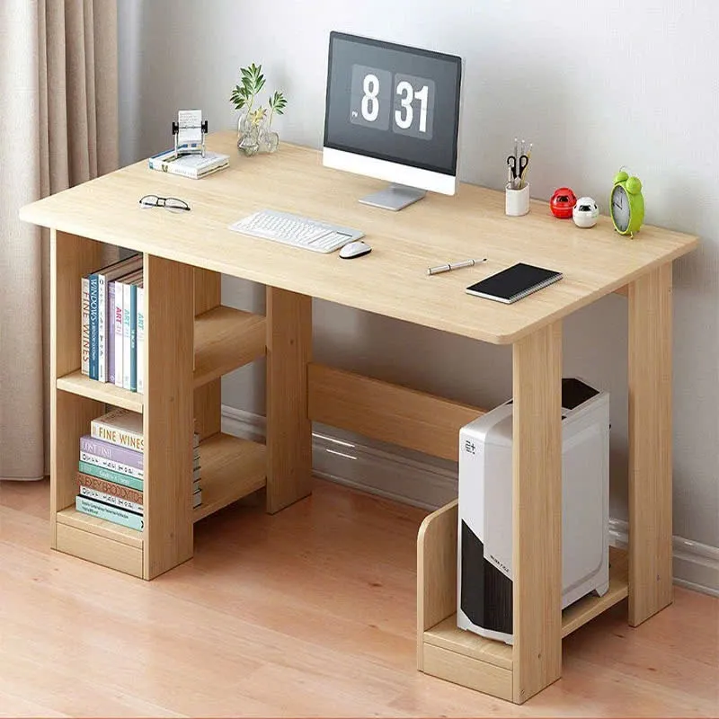 Bàn làm việc gỗ nhỏ gọn có kệ 2 tầng tiện ích đặt sát tường