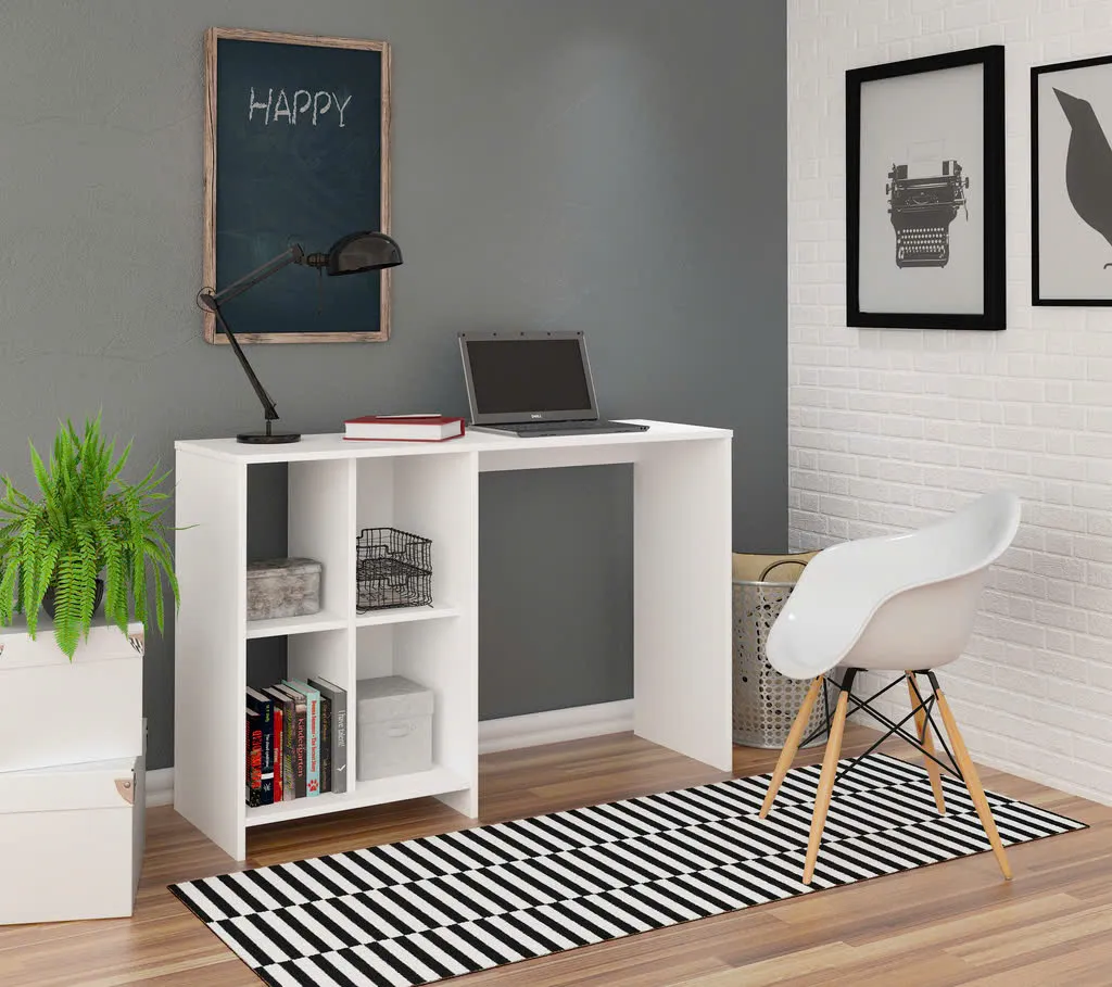 Bàn làm việc gỗ hiện đại kèm kệ sách nhiều ngăn lưu trữ bên trái, tối ưu không gian