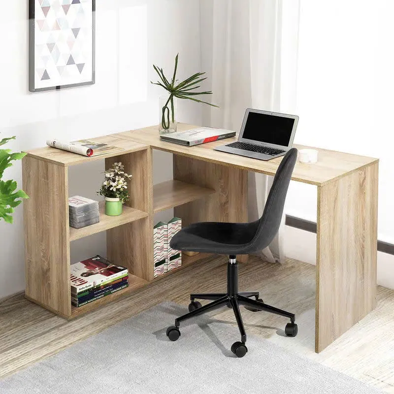 Bàn Làm Việc Gỗ hiện đại với thiết kế kệ mở tích hợp bên hông, giúp lưu trữ sách vở và đồ dùng tiện lợi, phù hợp học tập và làm việc tại nhà.
