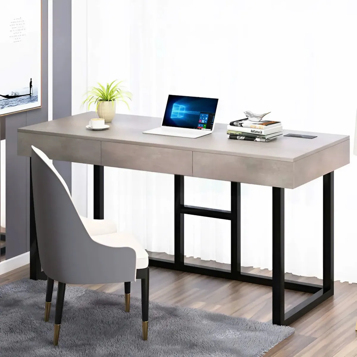 Bàn làm việc chân hộp sắt