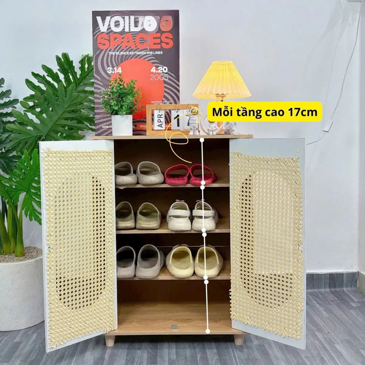 Kệ Giày Dép Cửa Lưới Mây Hiện Đại