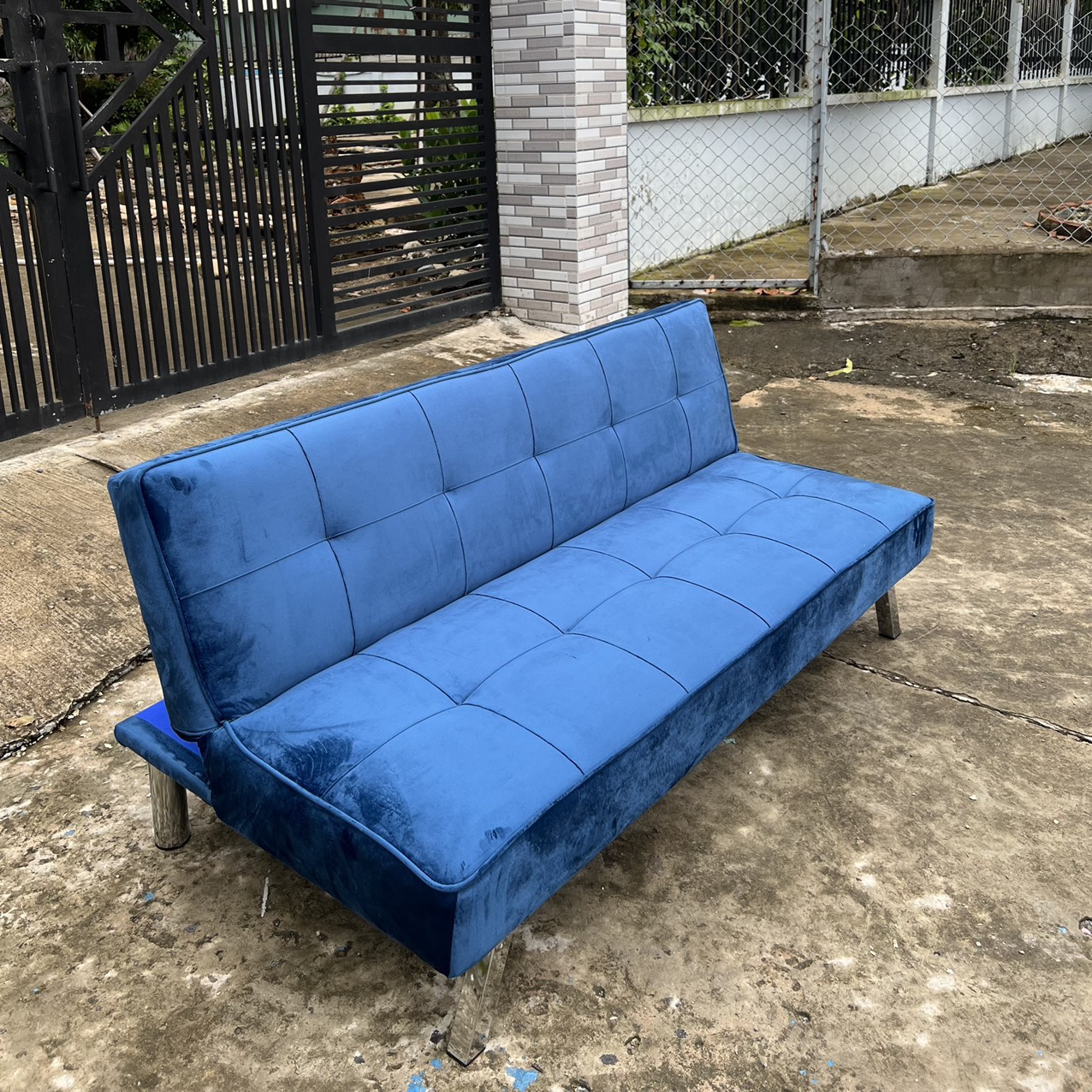 Ghế Sofa Giường Nằm Nhung Màu Xanh Navi - SFTM02