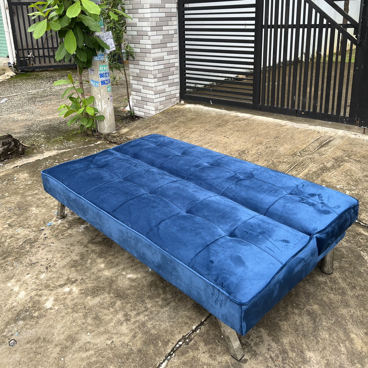 Ghế Sofa Giường Nằm Nhung Màu Xanh Navi - SFTM02