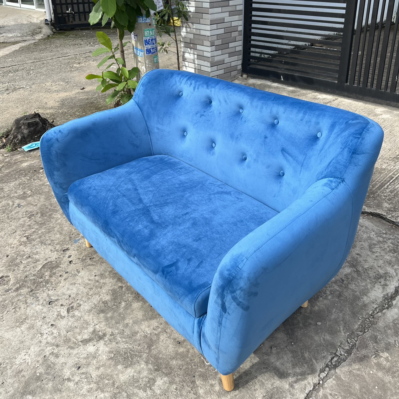 Sofa băng xanh nhung giá rẻ - SFB01