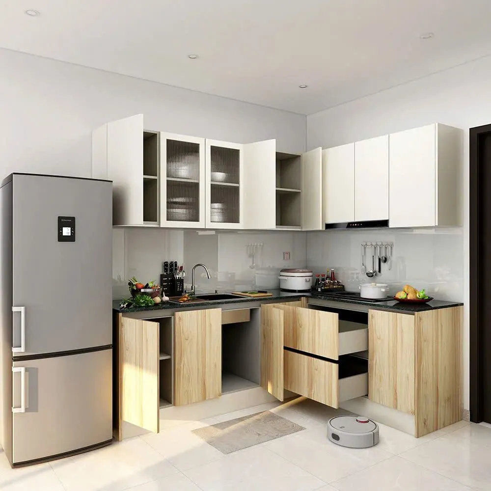 Tủ Bếp Chữ L Gỗ Công Nghiệp Thanh Lịch 