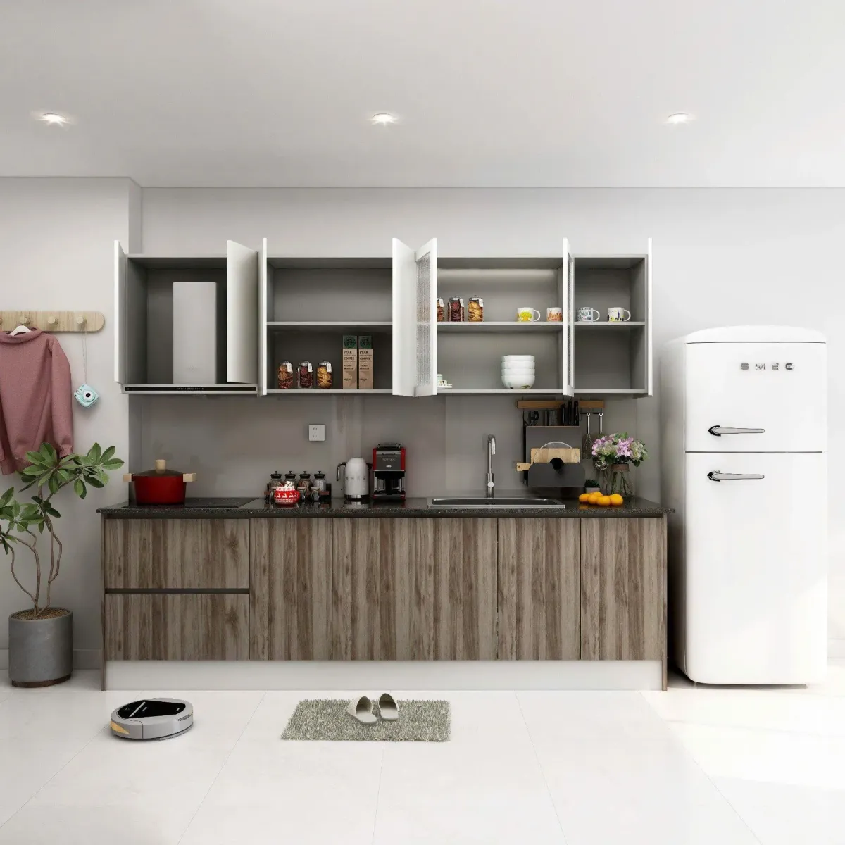 Tủ Bếp Chữ L Vân Sọc Thời Thượng