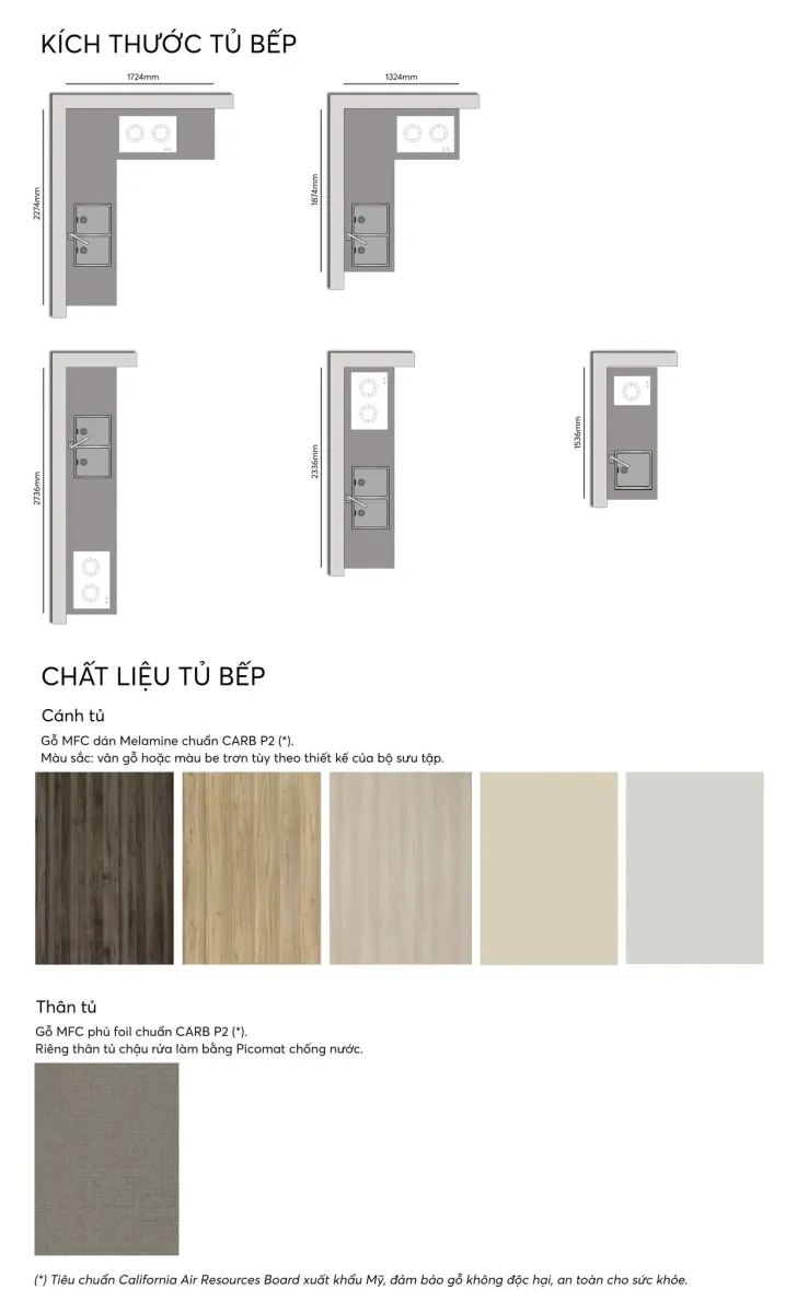 Tủ Bếp Chữ L Gỗ MDF Giá Rẻ Sài Gòn - TB32