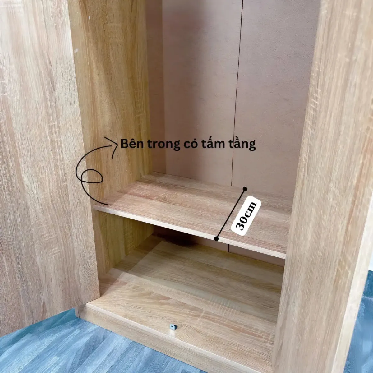 kích thước ngăn tủ quần áo 2 cánh