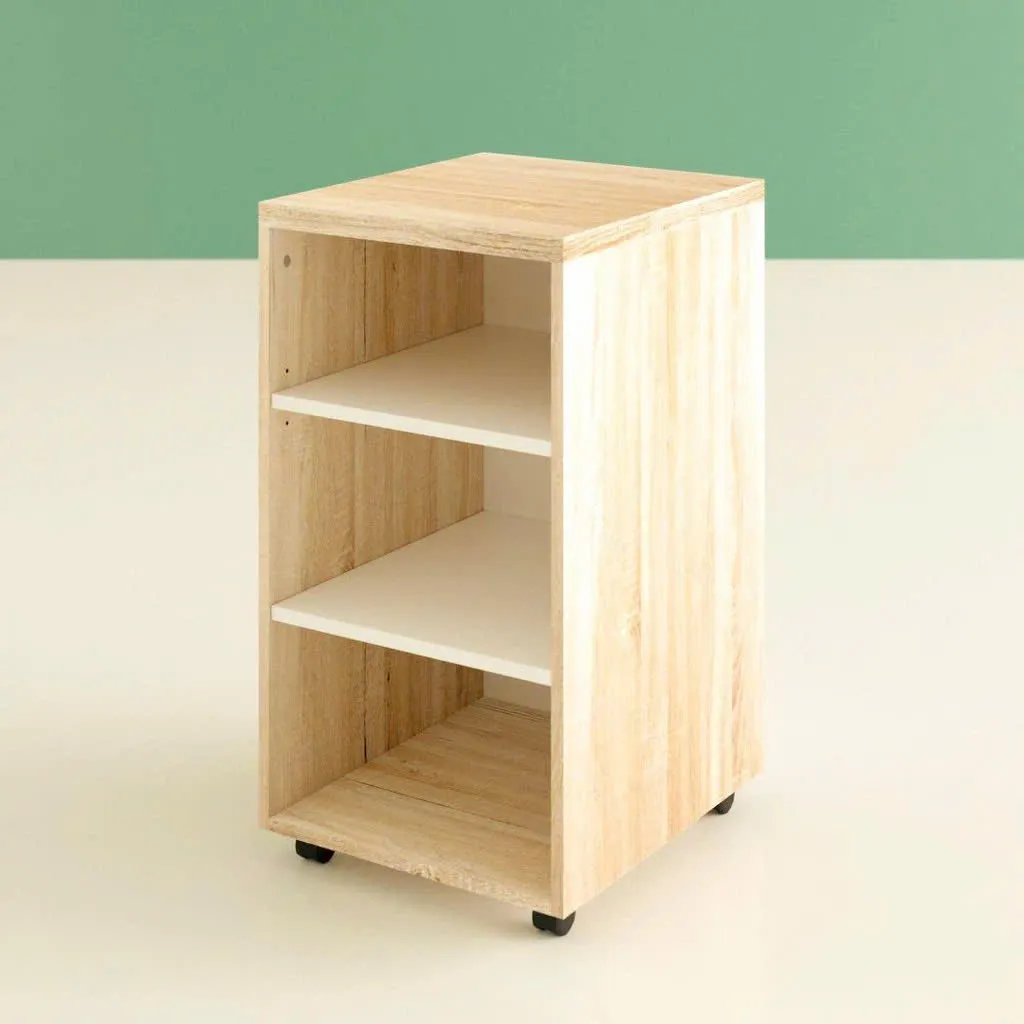 Hộc tủ gỗ 3 ngăn có bánh xe di động nhỏ gọn dùng cho bàn làm việc